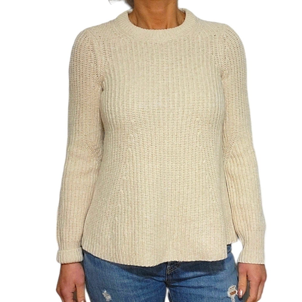 Athleta Wool Mix Ribbed Sweater Size XX Small Creme